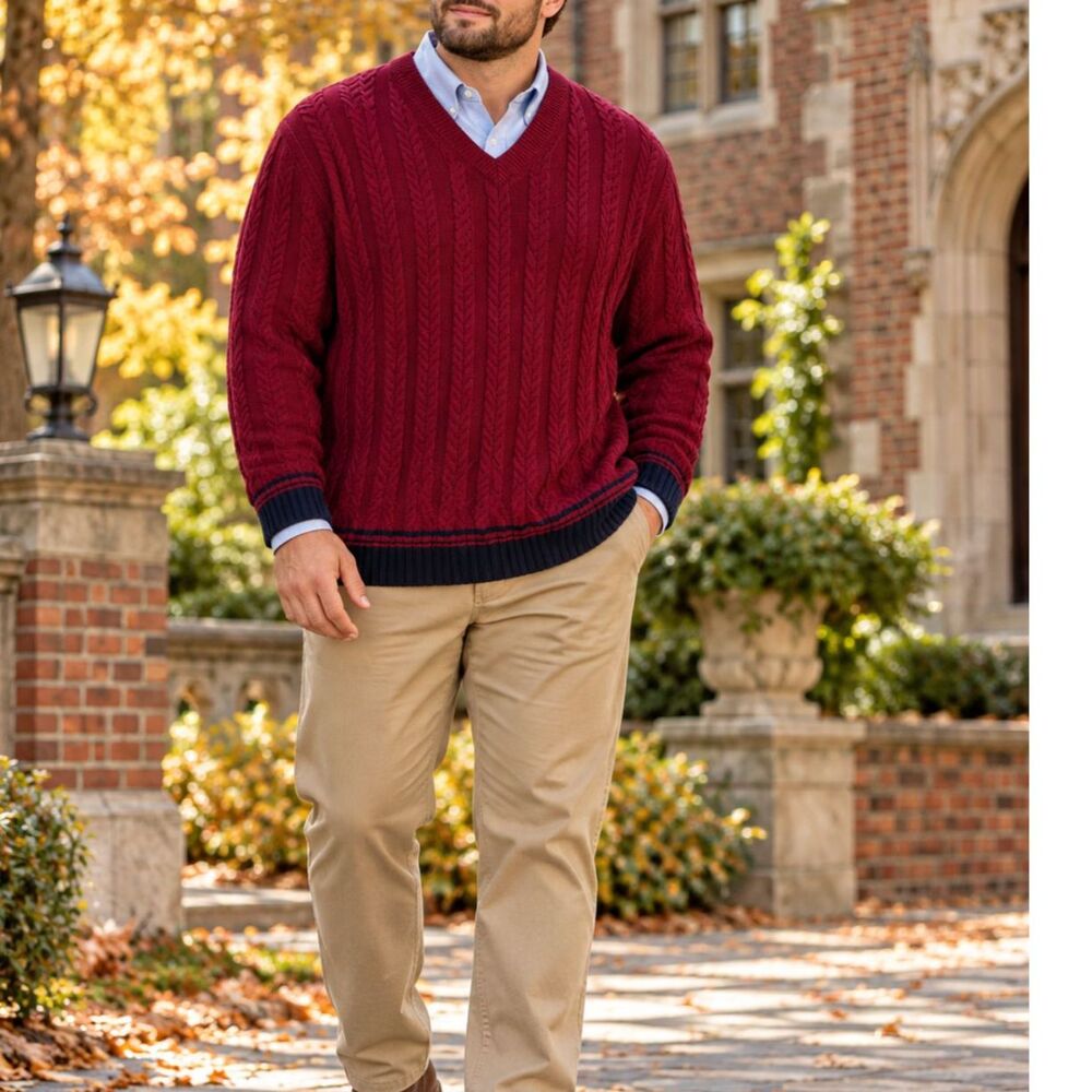 Vintage 90s Chaps Ralph Lauren Cotton Cable Knit Sweater XXL Heritage Preppy